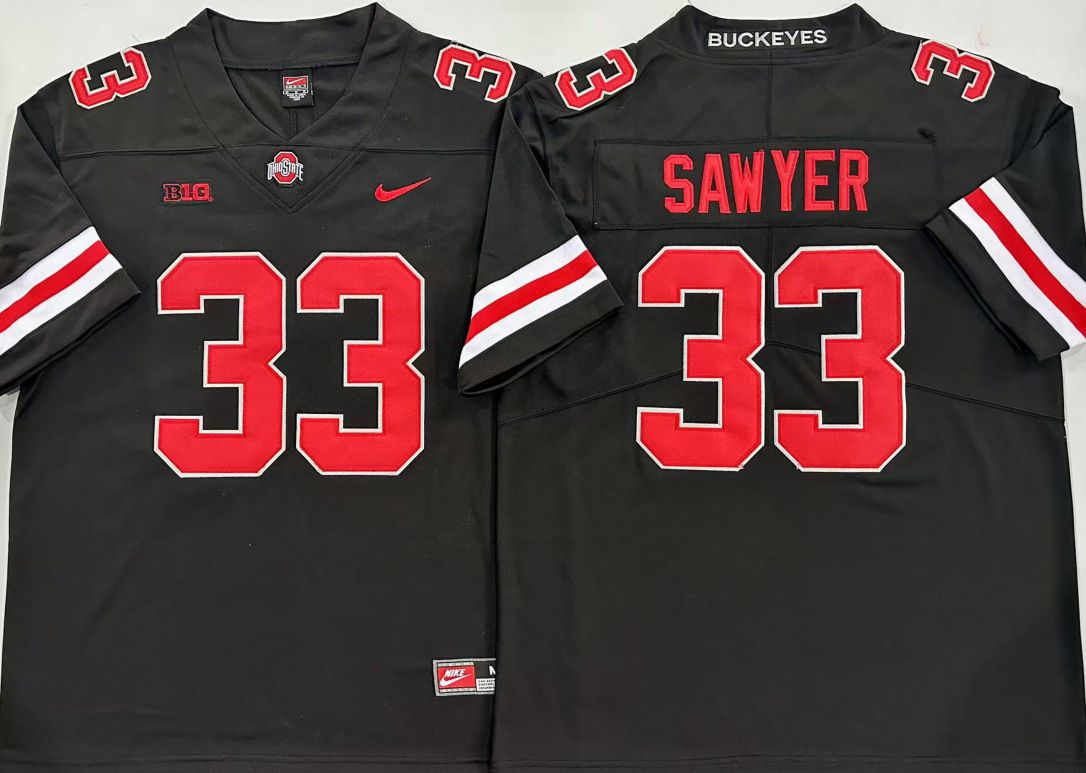 Men Ohio State Buckeyes #33 Sawyer Black Nike 2025 NCAA Jersey->ncaa teams->NCAA Jersey